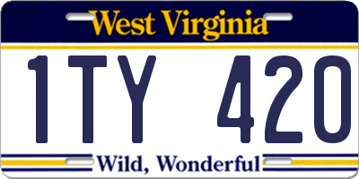 WV license plate 1TY420