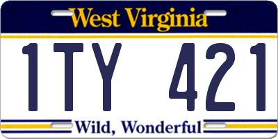 WV license plate 1TY421