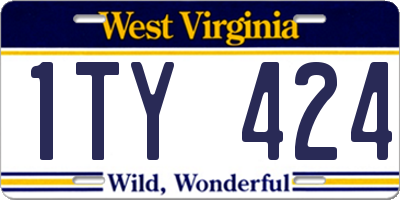 WV license plate 1TY424