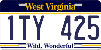 WV license plate 1TY425