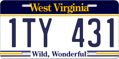 WV license plate 1TY431