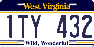 WV license plate 1TY432