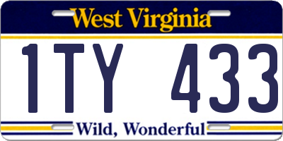 WV license plate 1TY433