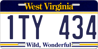 WV license plate 1TY434