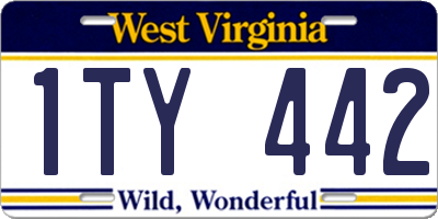 WV license plate 1TY442