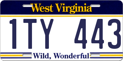 WV license plate 1TY443
