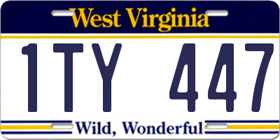 WV license plate 1TY447
