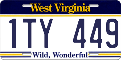 WV license plate 1TY449