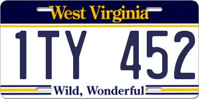 WV license plate 1TY452
