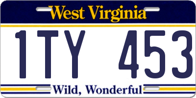 WV license plate 1TY453