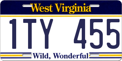 WV license plate 1TY455