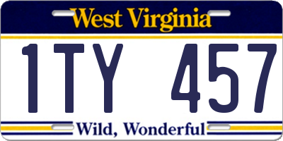 WV license plate 1TY457
