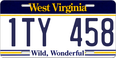 WV license plate 1TY458