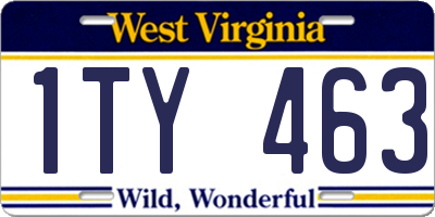 WV license plate 1TY463