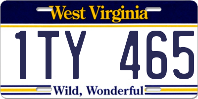 WV license plate 1TY465