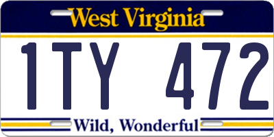 WV license plate 1TY472