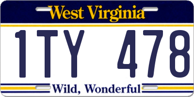 WV license plate 1TY478