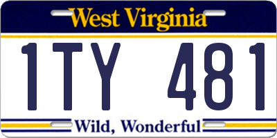 WV license plate 1TY481