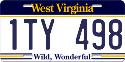 WV license plate 1TY498