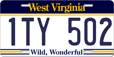 WV license plate 1TY502
