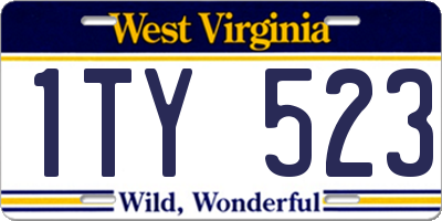 WV license plate 1TY523