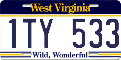 WV license plate 1TY533