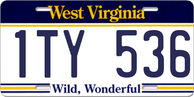 WV license plate 1TY536