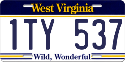 WV license plate 1TY537