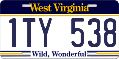 WV license plate 1TY538