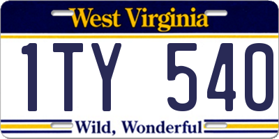WV license plate 1TY540