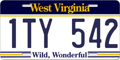 WV license plate 1TY542