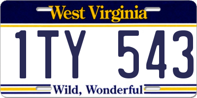 WV license plate 1TY543
