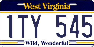 WV license plate 1TY545