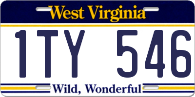WV license plate 1TY546