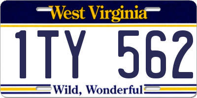 WV license plate 1TY562
