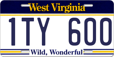 WV license plate 1TY600