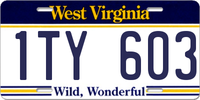 WV license plate 1TY603