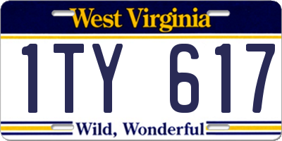 WV license plate 1TY617