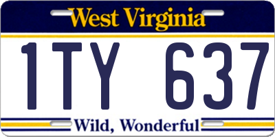 WV license plate 1TY637