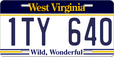 WV license plate 1TY640