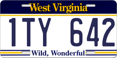 WV license plate 1TY642