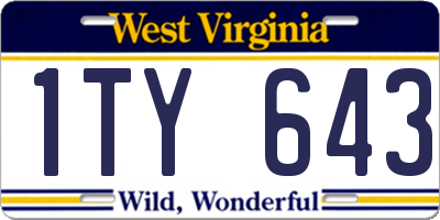 WV license plate 1TY643