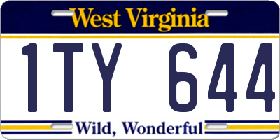 WV license plate 1TY644