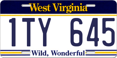 WV license plate 1TY645