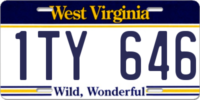 WV license plate 1TY646