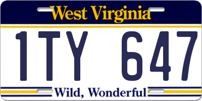 WV license plate 1TY647