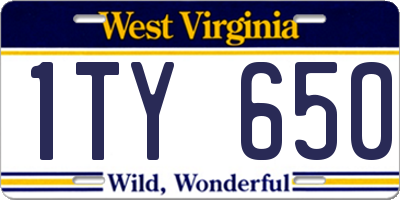 WV license plate 1TY650