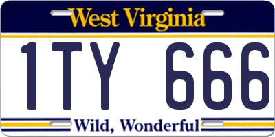 WV license plate 1TY666