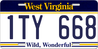 WV license plate 1TY668