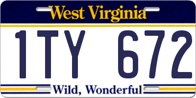WV license plate 1TY672